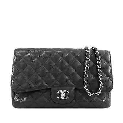 CHANEL Jumbo Classic Caviar Single Flap Shoulder Bag