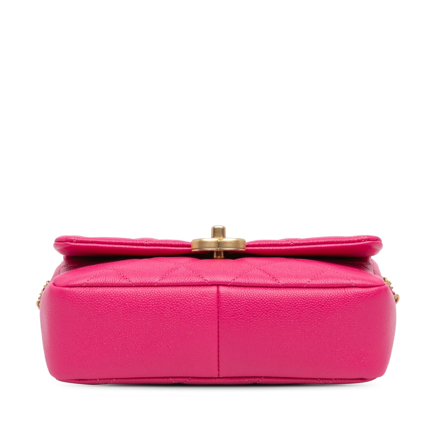 Pink Chanel Small Quilted Caviar Chain Melody Flap Crossbody Bag