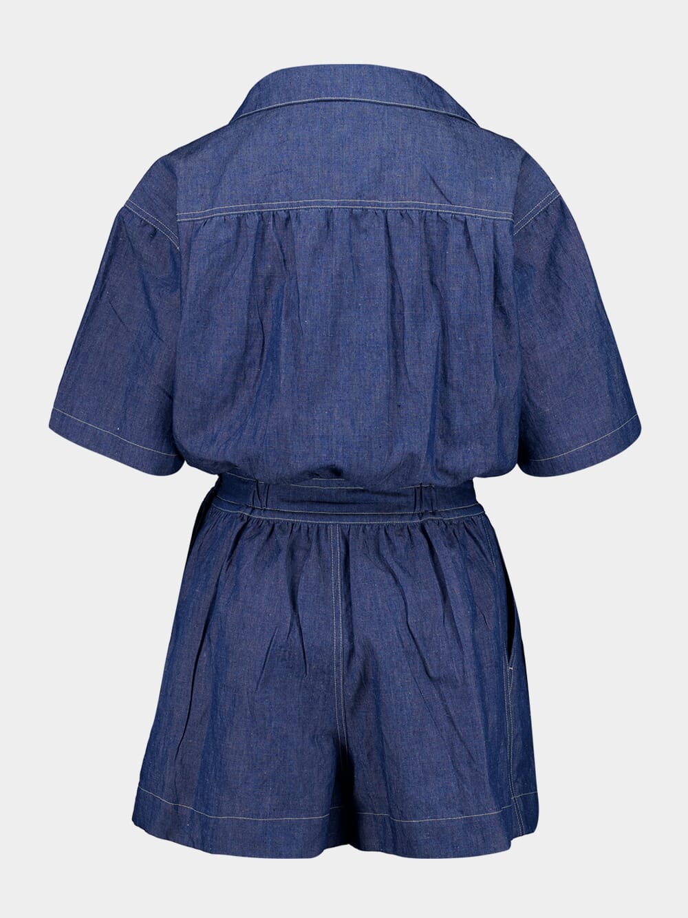 Light Blue Cotton Jumpsuit Shorts