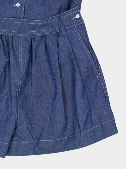 Light Blue Cotton Jumpsuit Shorts