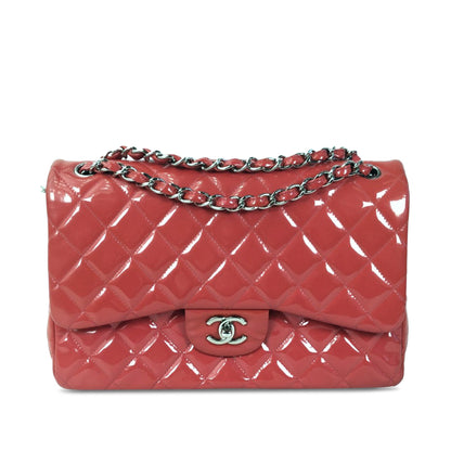 CHANEL Jumbo Classic Patent Double Flap Shoulder Bag