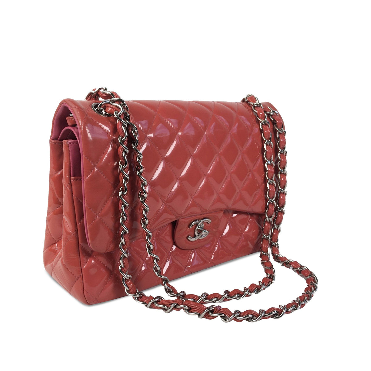 CHANEL Jumbo Classic Patent Double Flap Shoulder Bag