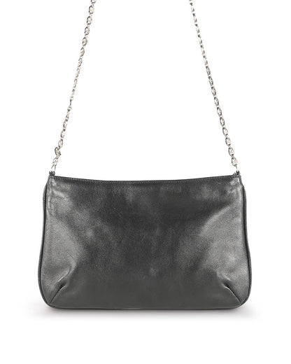 Celine Black Leather Floral Aplique Mini Shoulder Bag