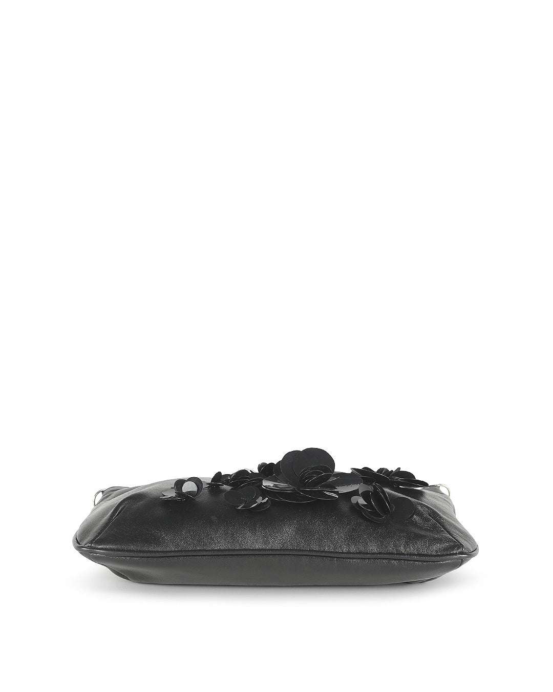 Celine Black Leather Floral Aplique Mini Shoulder Bag