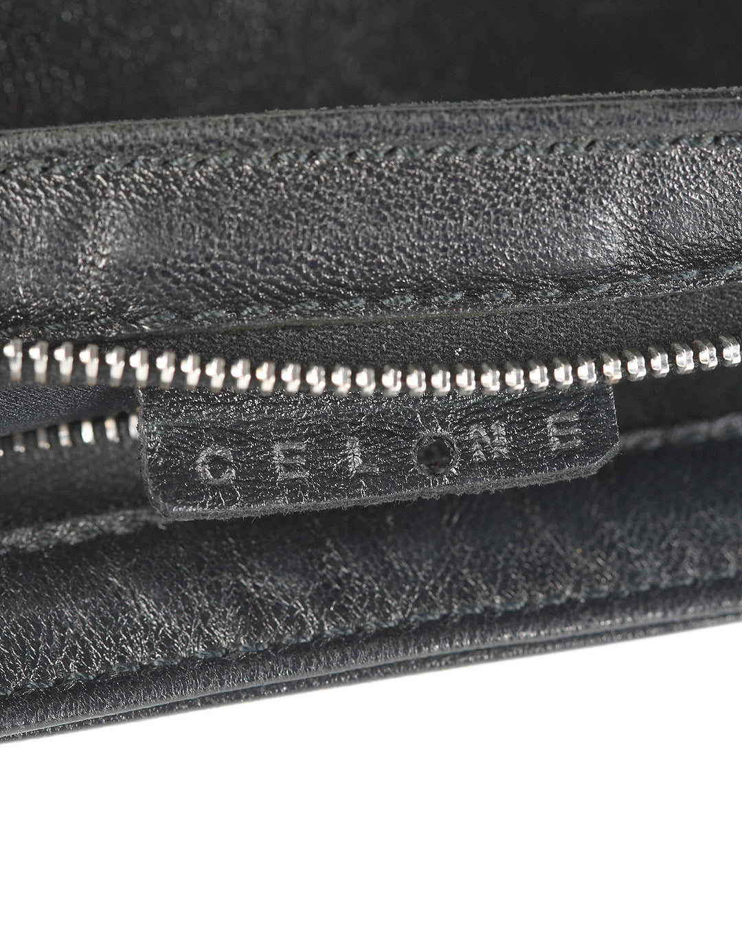 Celine Black Leather Floral Aplique Mini Shoulder Bag