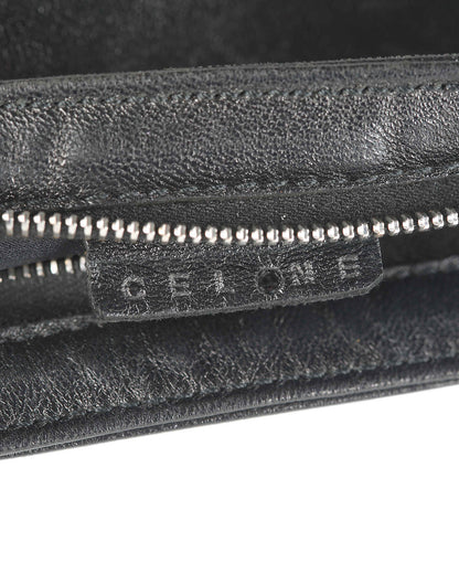 Celine Black Leather Floral Aplique Mini Shoulder Bag