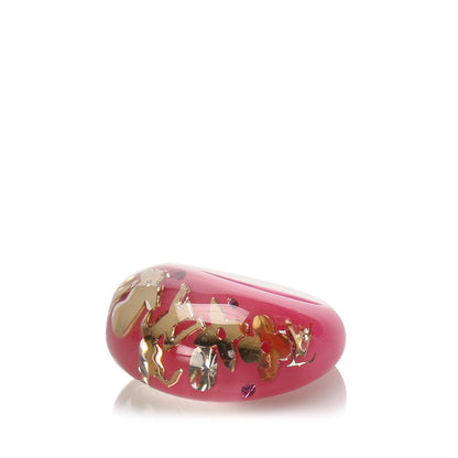 Louis-Vuitton Resin Crystal Inclusion Ring Pink
