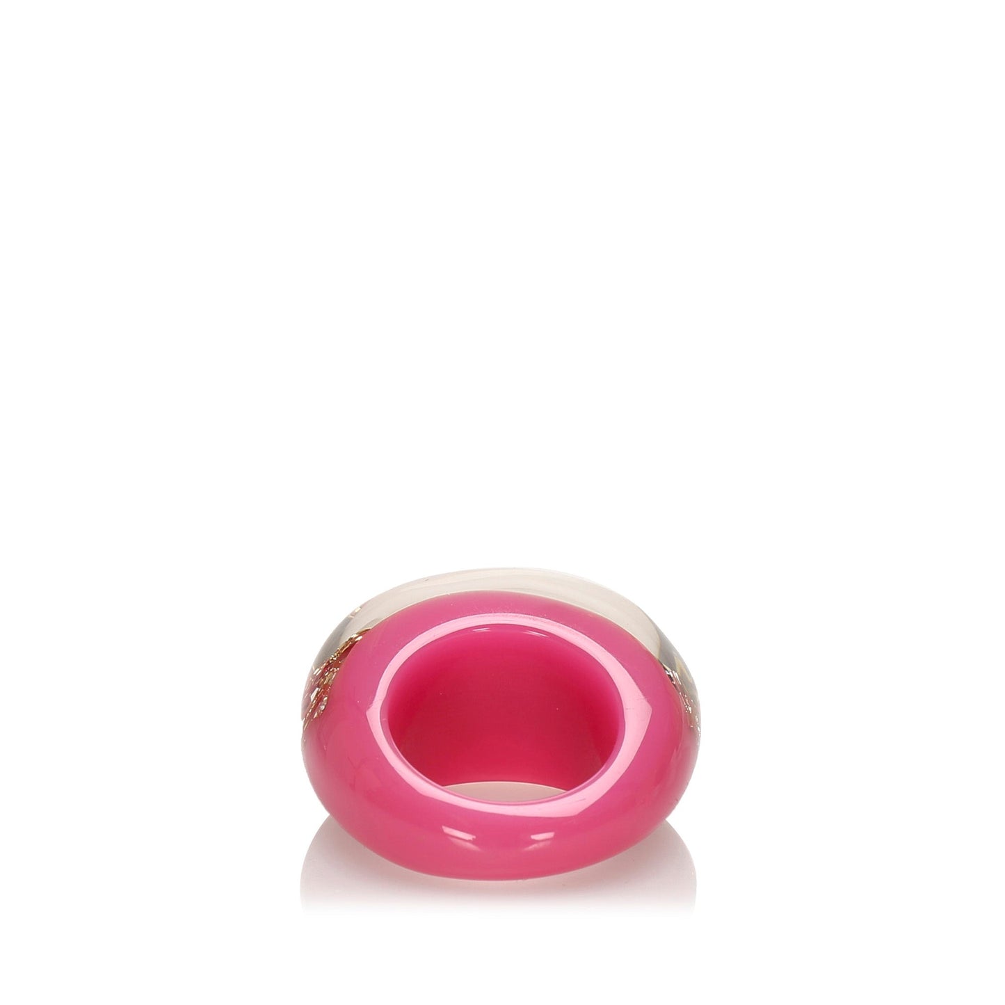 Louis-Vuitton Resin Crystal Inclusion Ring Pink