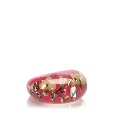Louis-Vuitton Resin Crystal Inclusion Ring Pink