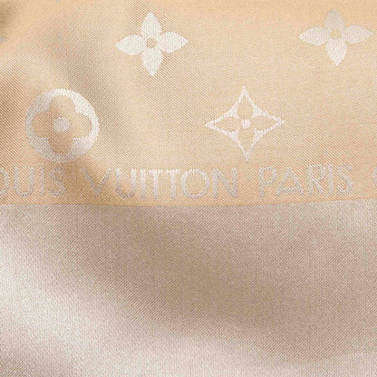 Louis-Vuitton Nude Monogram Wool and Silk Large Scarf Shawl