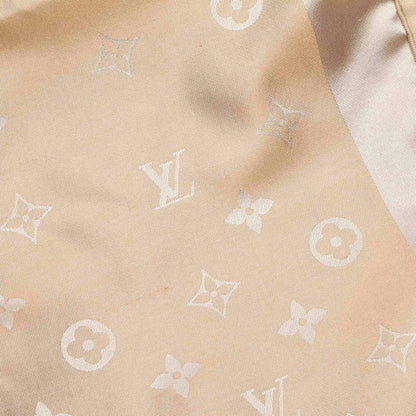 Louis-Vuitton Nude Monogram Wool and Silk Large Scarf Shawl