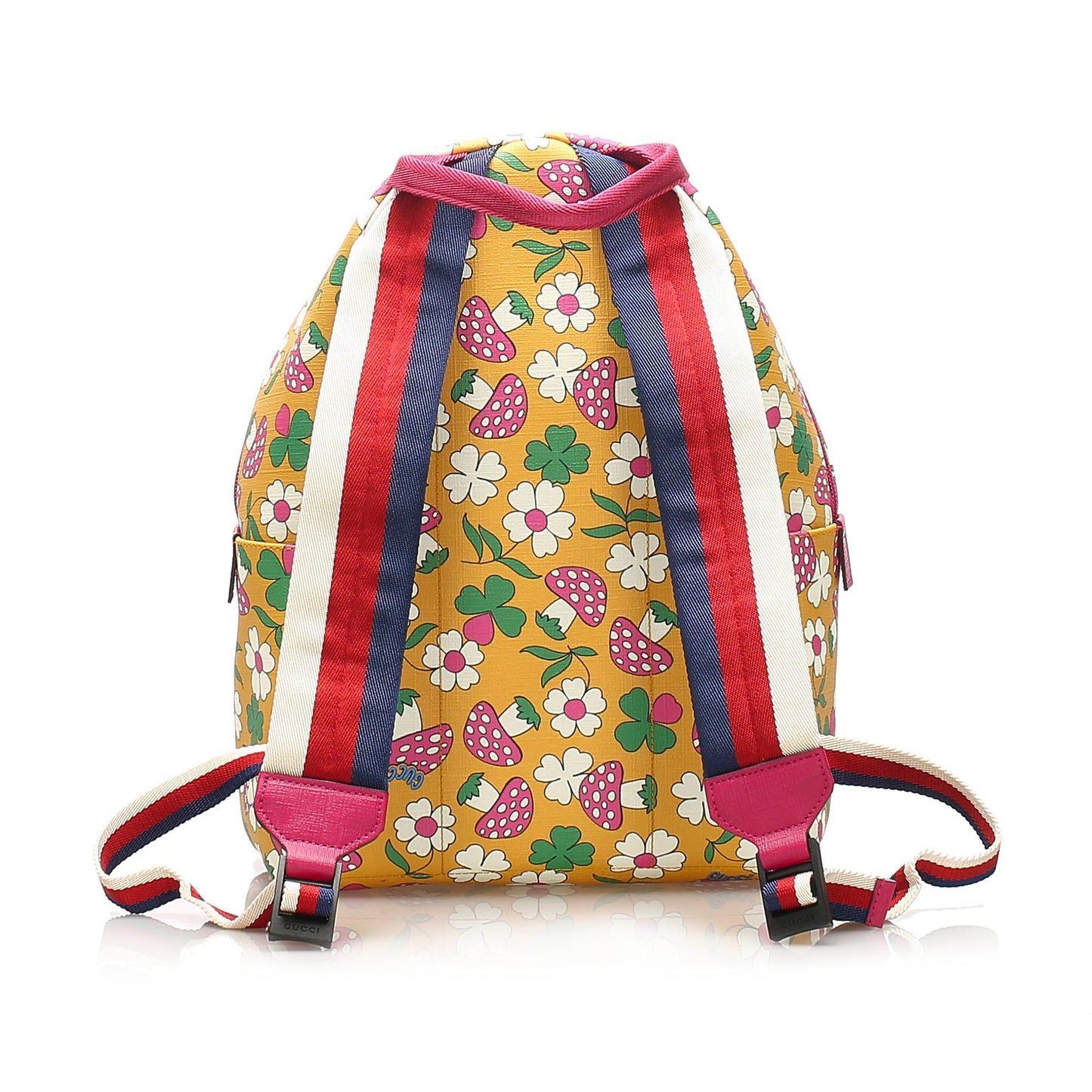 Gucci Gucci Childrens Mushroom Print Coated Canvas Backpack Yellow