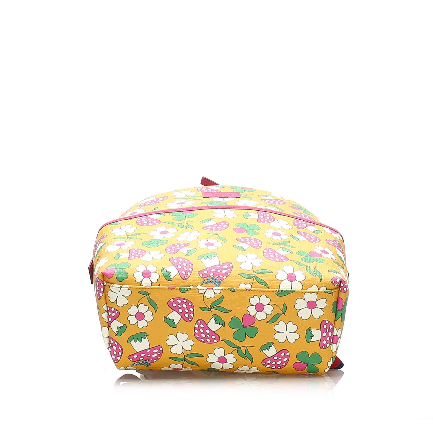 Gucci Gucci Childrens Mushroom Print Coated Canvas Backpack Yellow