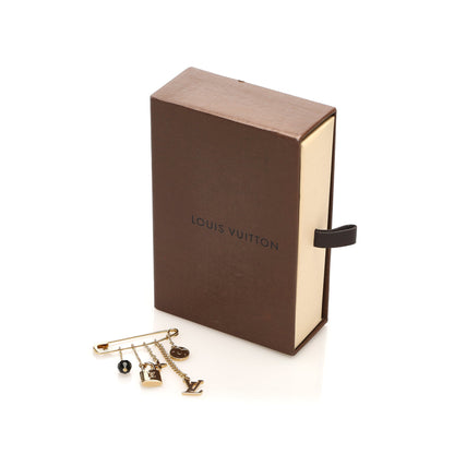 Louis-Vuitton Monogram Charms Brooch Gold