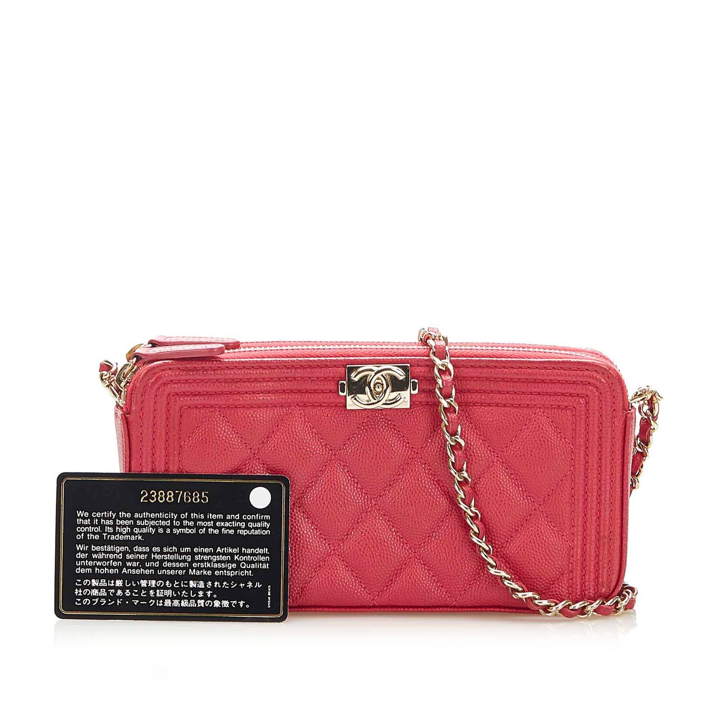 Le Boy Lambskin Leather Wallet on Chain Red