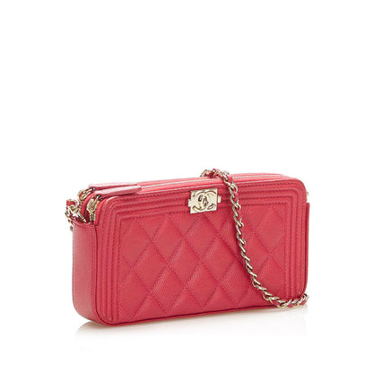 Le Boy Lambskin Leather Wallet on Chain Red