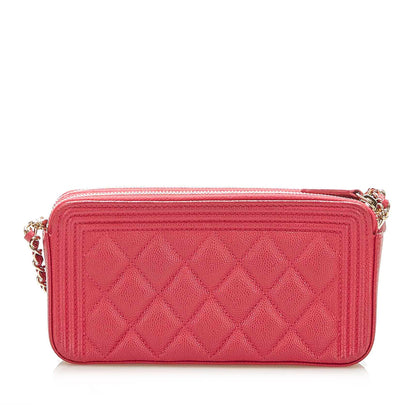 Le Boy Lambskin Leather Wallet on Chain Red