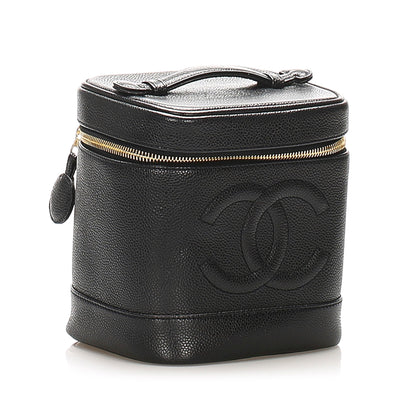 CC Caviar Leather Vanity Bag Black GHW