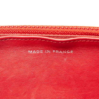 CC Lambskin Wallet On Chain Red