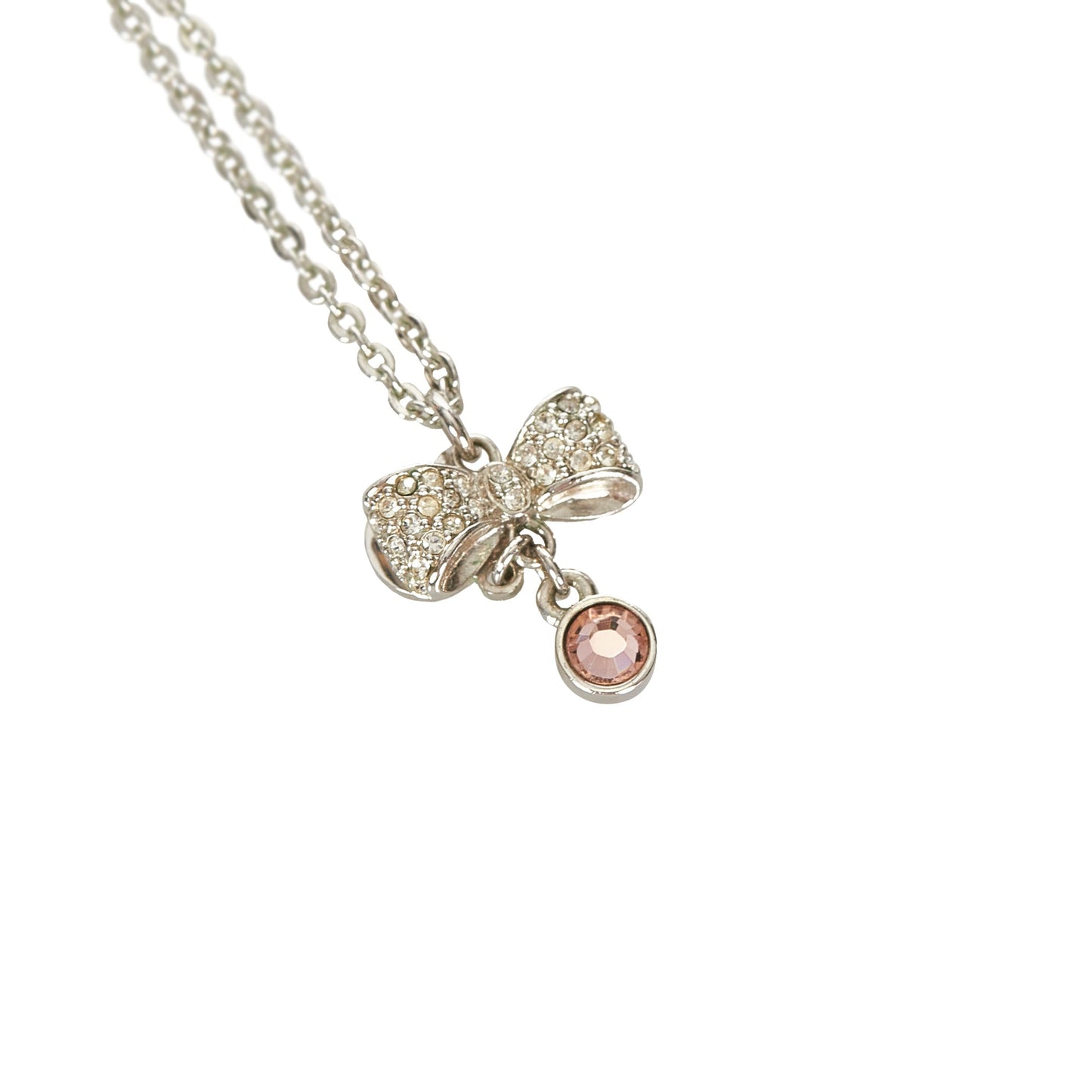 D Ribbon Pendant Necklace Silver