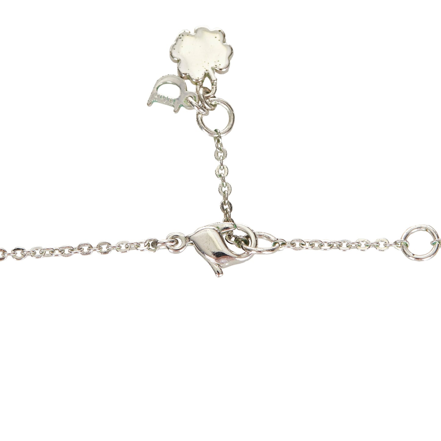 D Ribbon Pendant Necklace Silver