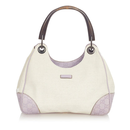 Gucci Gucci Bamboo Canvas Handbag White