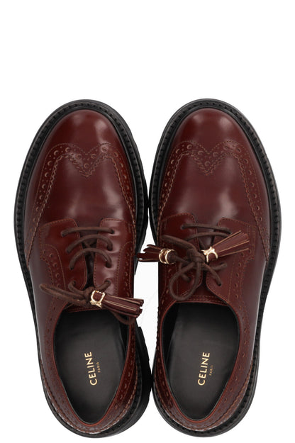 CELINE Triomphe Tassel Budapest Flats Brown