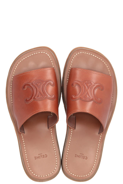 CELINE Clea Triomphe Sandals Brown