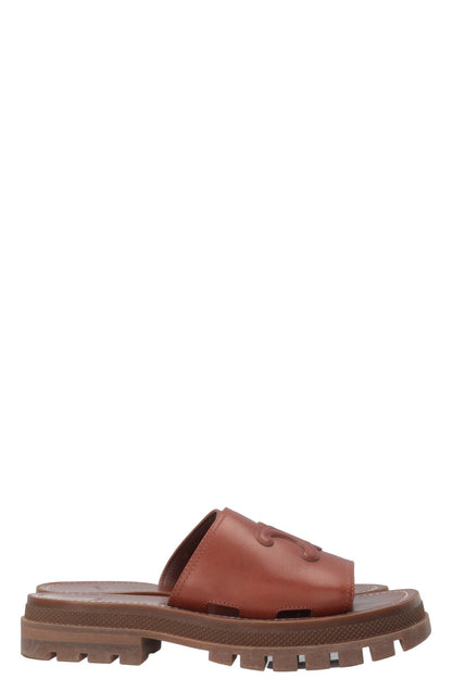 CELINE Clea Triomphe Sandals Brown