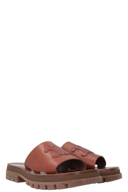CELINE Clea Triomphe Sandals Brown