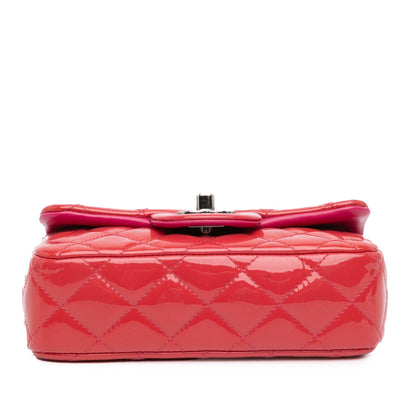 Red Chanel Extra Mini Rectangular Classic Patent Flap Crossbody Bag