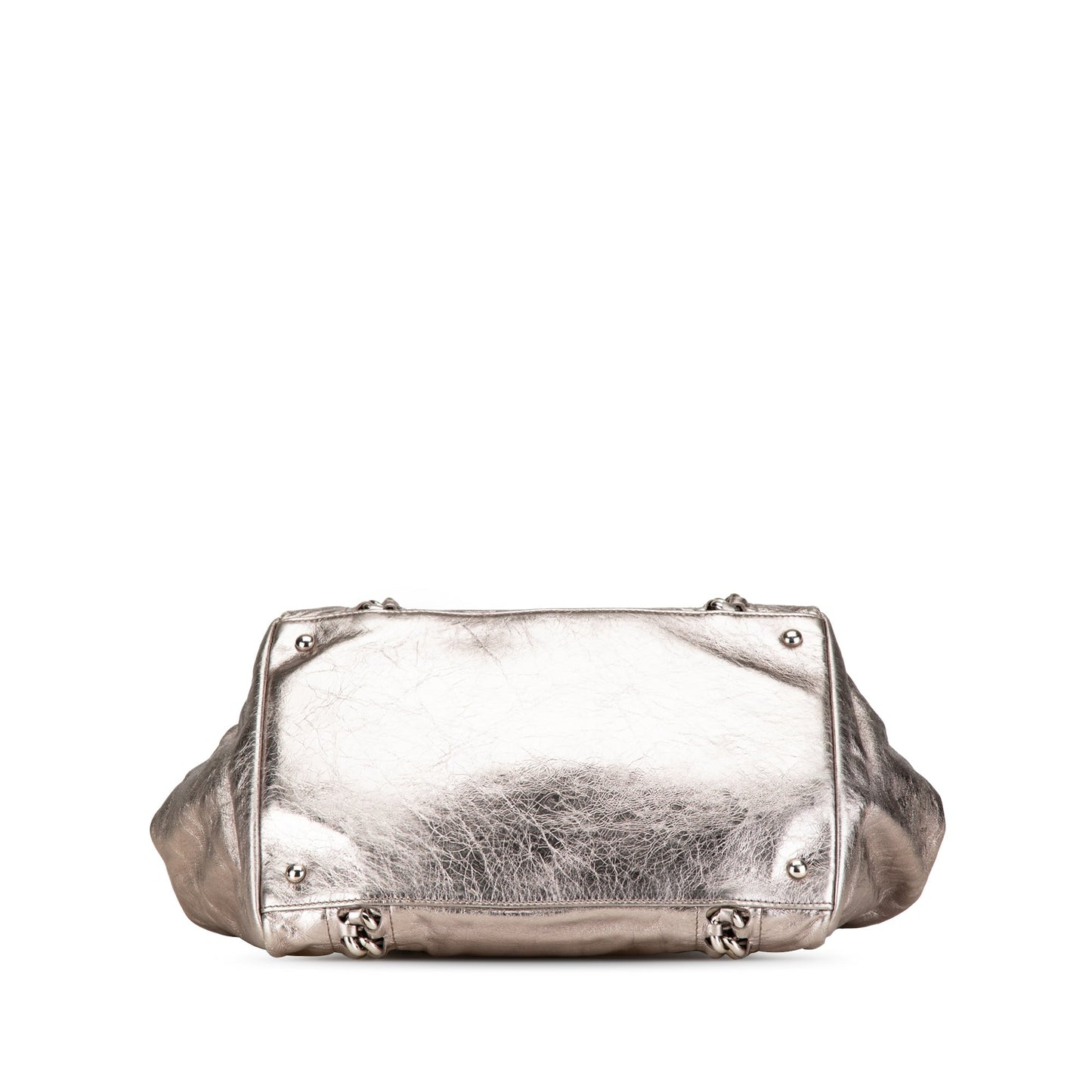 Silver Chanel Medium Metallic Calfskin Modern Chain Tote