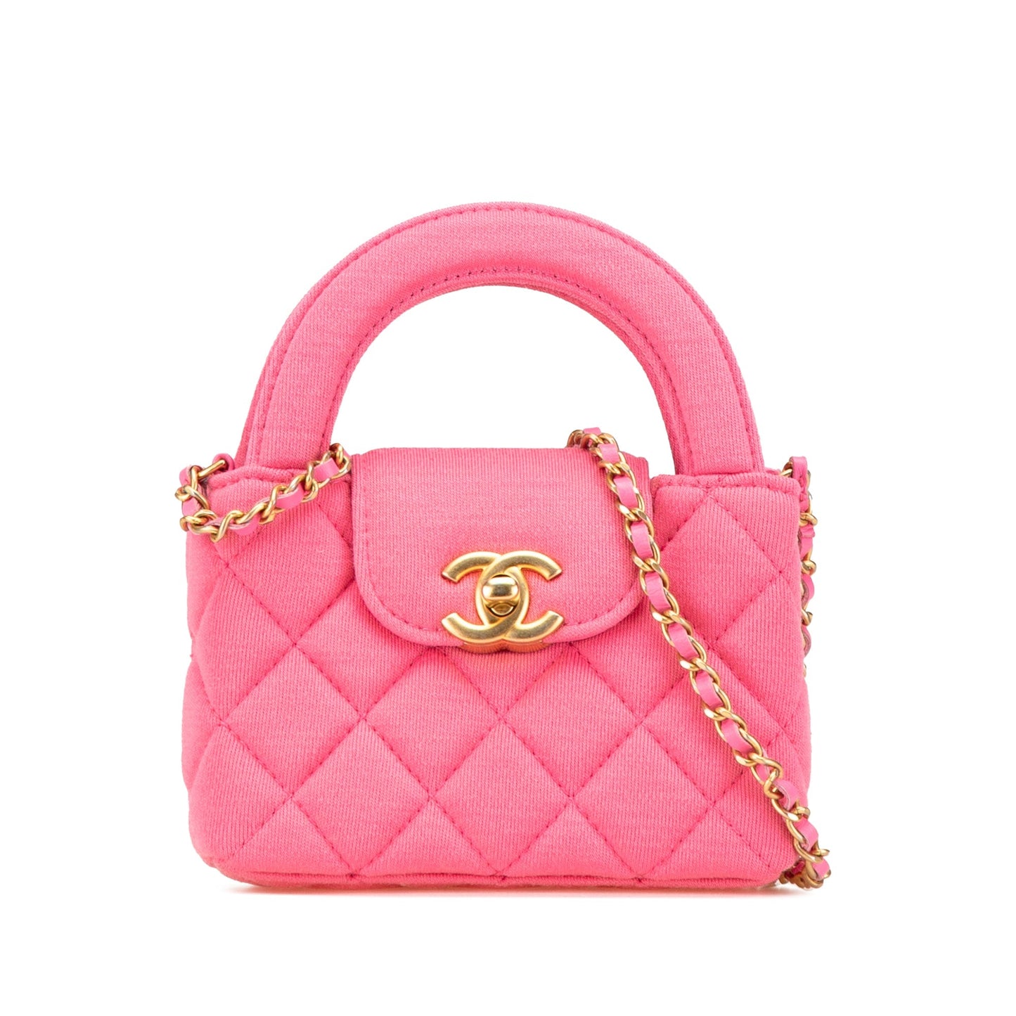 Pink Chanel Mini Nano Jersey Kelly Shopper Bag Satchel