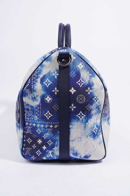 Louis Vuitton Limited Edition Bandana Keepall 50 Blue / White Leather