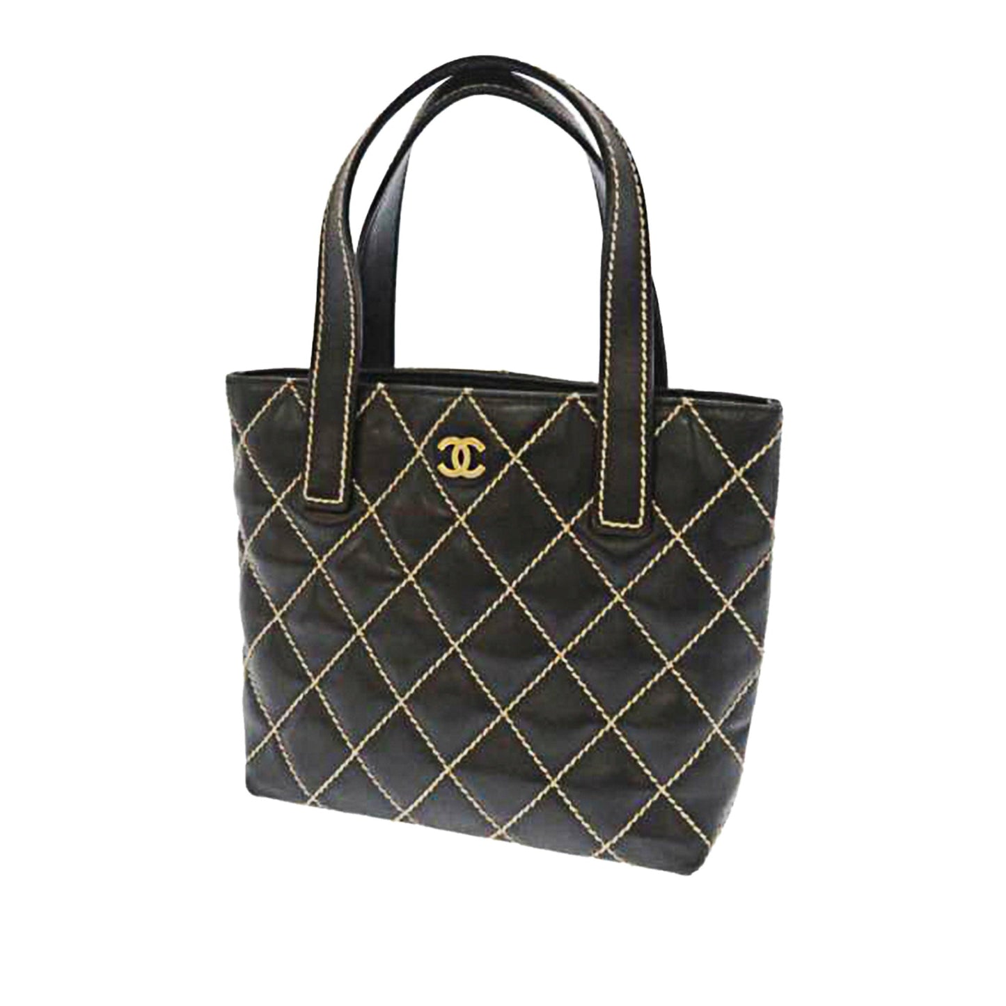 Wild Stitch Leather Tote Bag Black