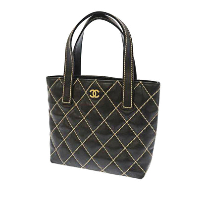 Wild Stitch Leather Tote Bag Black