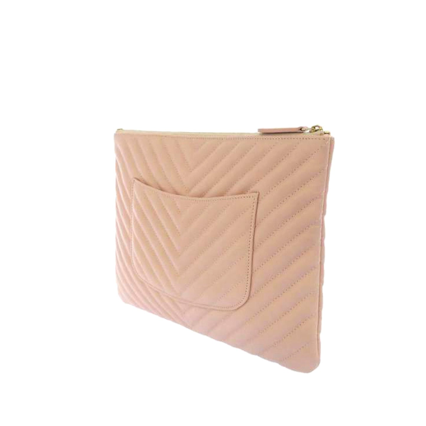 Chevron Leather Clutch Bag Pink