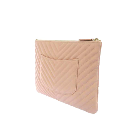 Chevron Leather Clutch Bag Pink