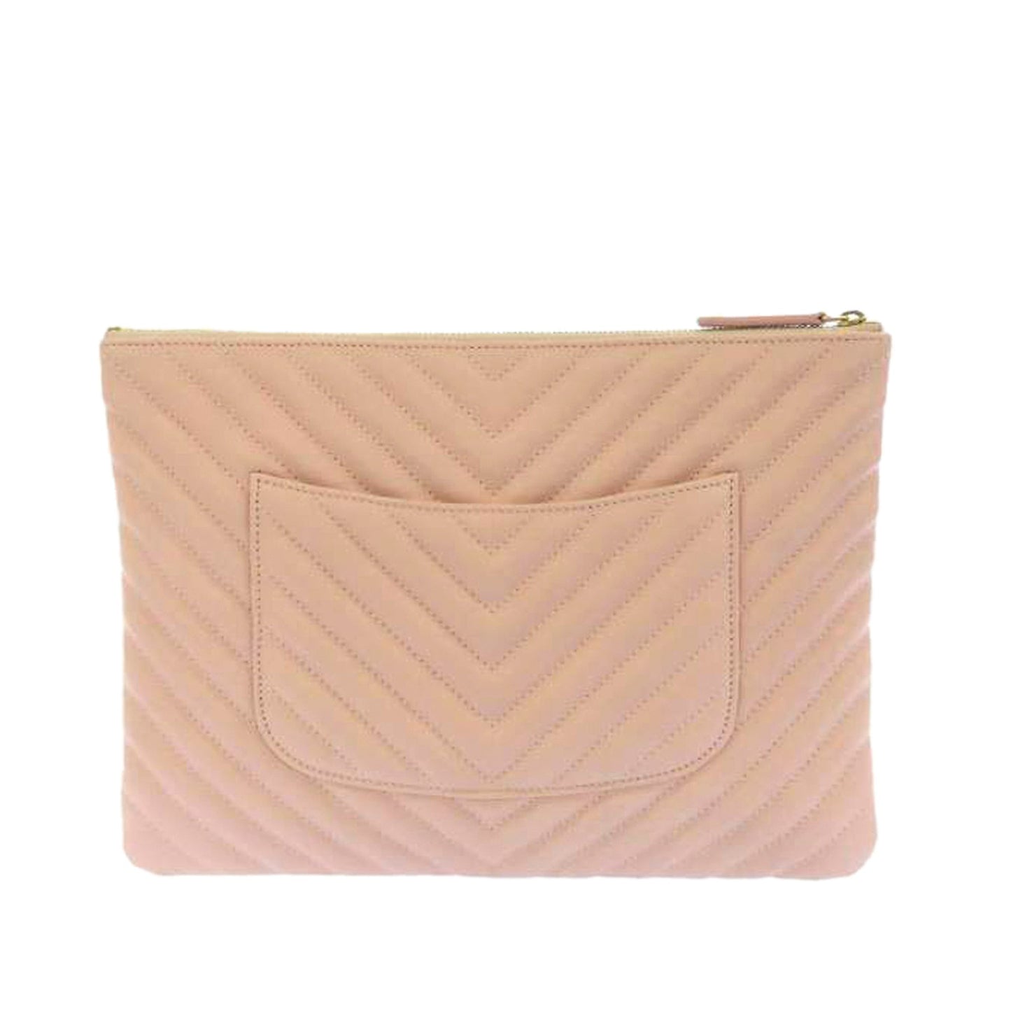 Chevron Leather Clutch Bag Pink