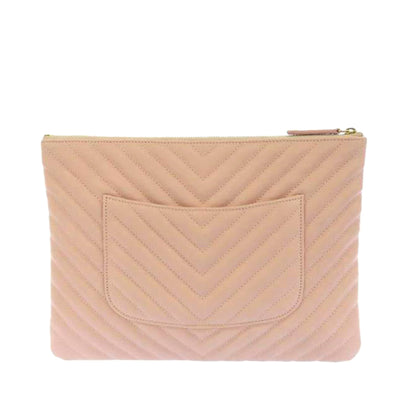 Chevron Leather Clutch Bag Pink