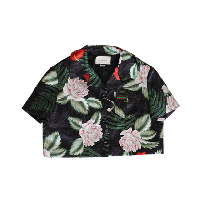 Gucci 'Hawaiian Silk' Cropped Shirt - Women's 36
