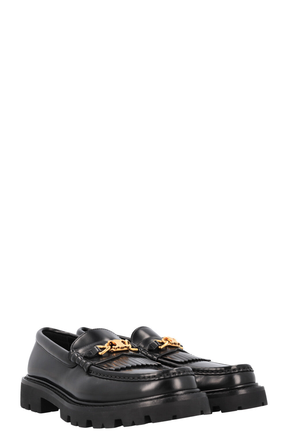 CELINE Margaret Flats Leather Black Gold