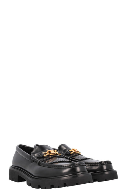 CELINE Margaret Flats Leather Black Gold