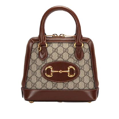 Gucci Gucci GG Supreme Horsebit Satchel Brown