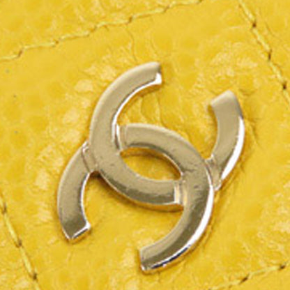 CC Caviar Leather Wallet on Chain Yellow