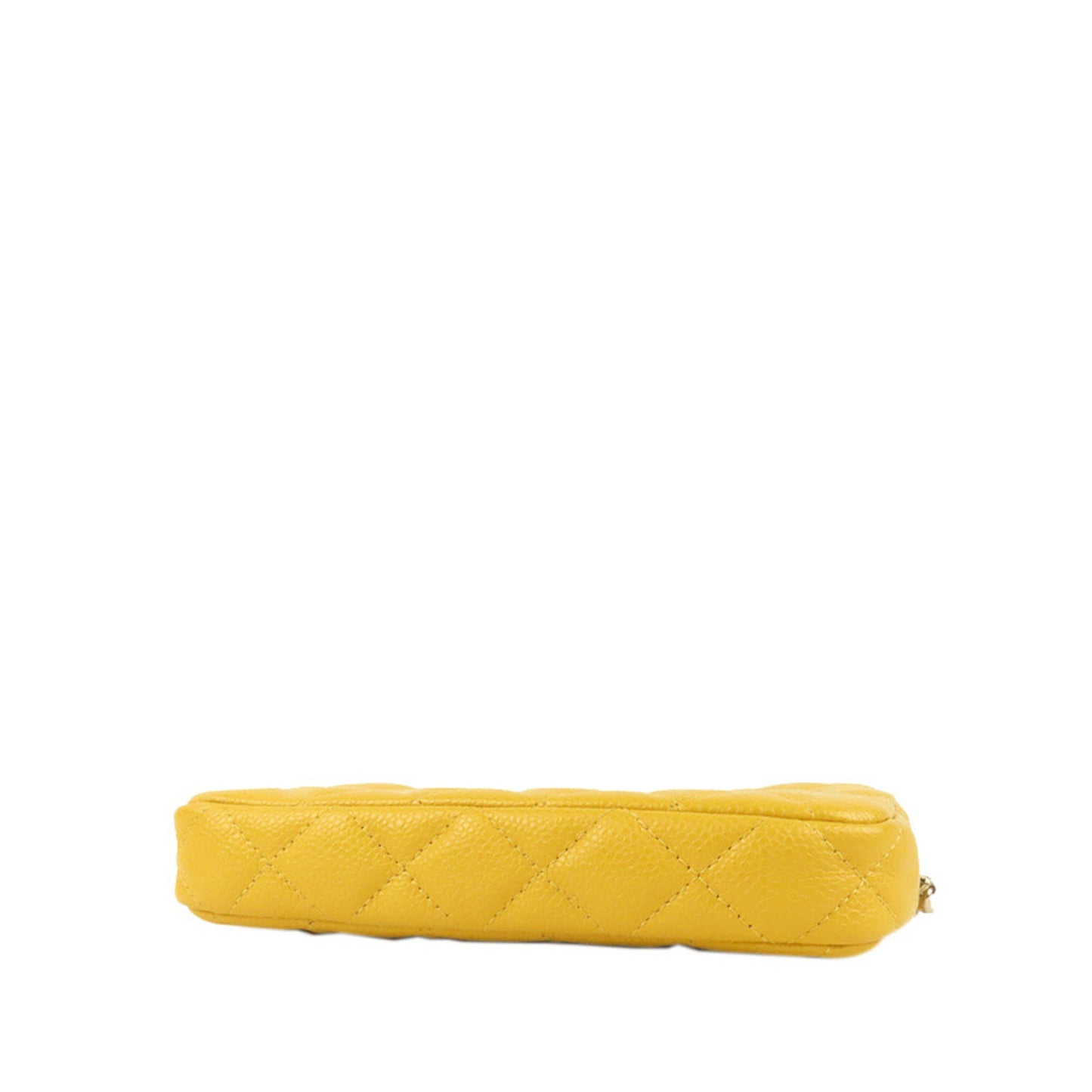 CC Caviar Leather Wallet on Chain Yellow