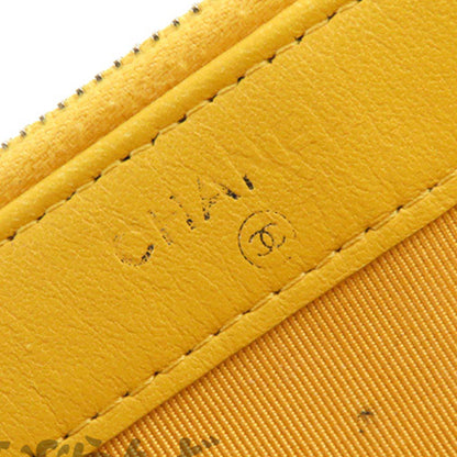 CC Caviar Leather Wallet on Chain Yellow