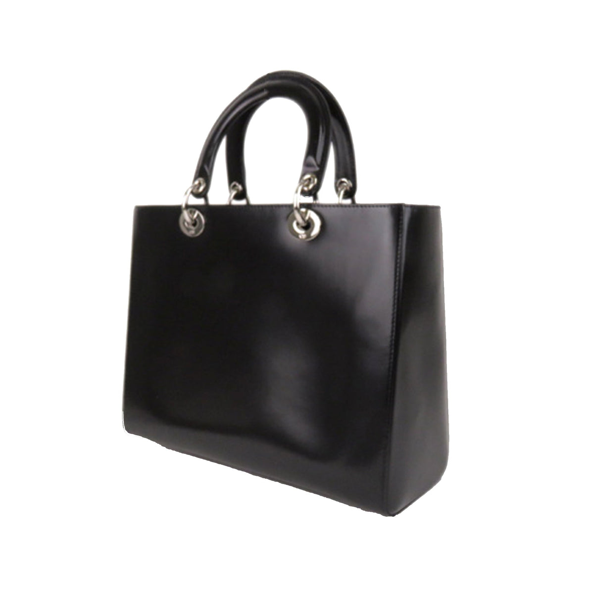 Large Lady Dior Leather Satchel in Black with SHW