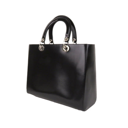 Large Lady Dior Leather Satchel in Black with SHW