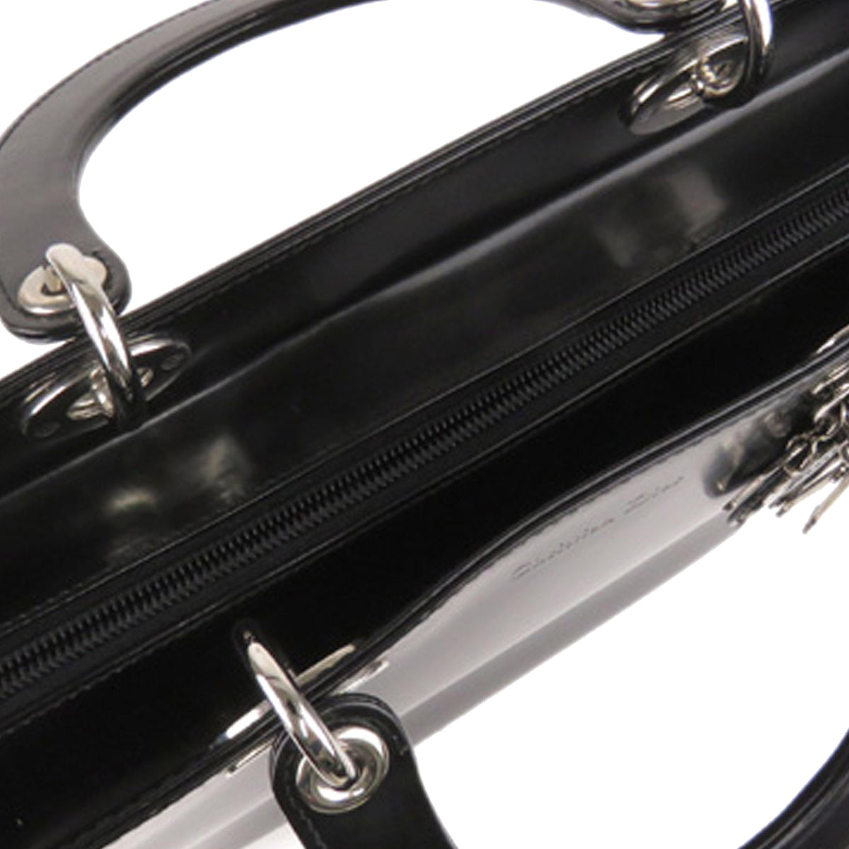 Large Lady Dior Leather Satchel in Black with SHW